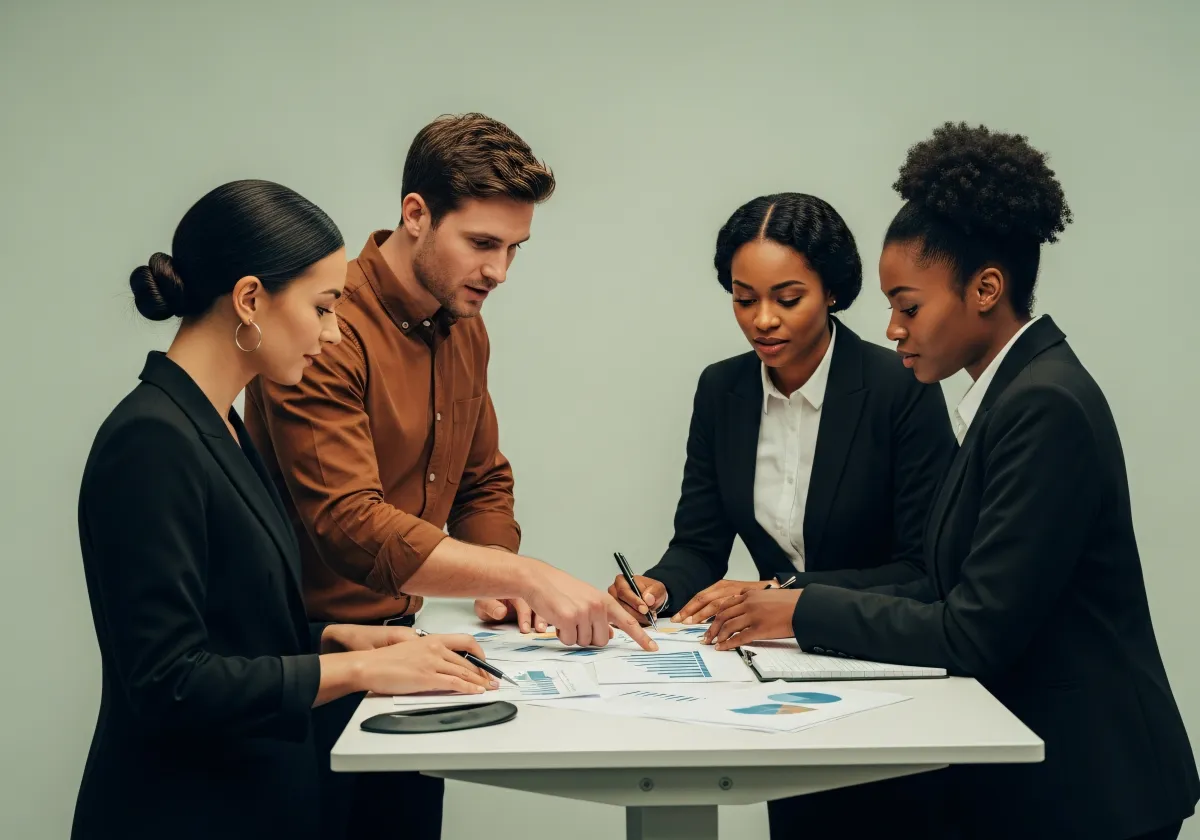 Consultores de mercado em colaboração na empresa